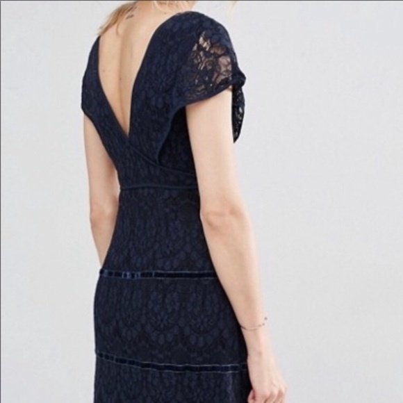 ANTHROPOLOGIE Foxiedox Clarinda Navy Lace Dress, Size Medium - Picture 15 of 16